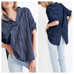 Madewell Courier Button-Back Shirt in Cecile Stripe